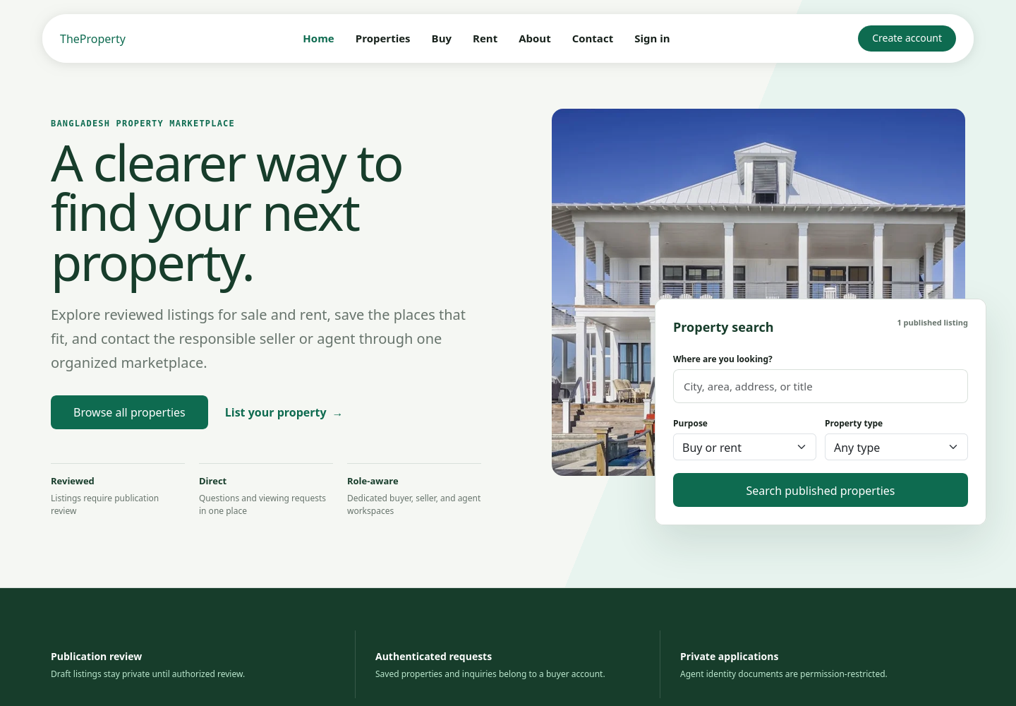 TheProperty marketplace search interface
